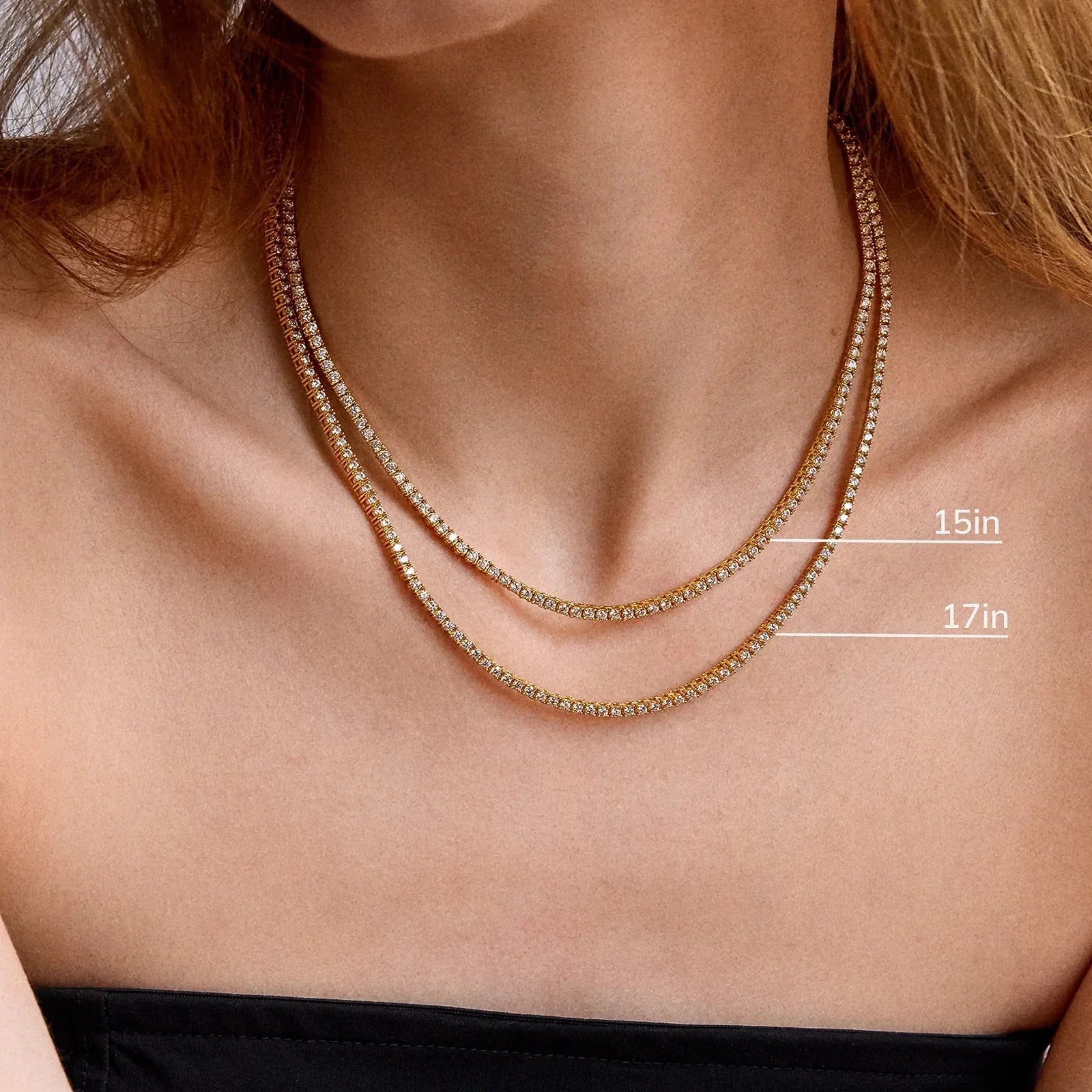Billie Gold Tennis Necklace - Gold Plated Brass