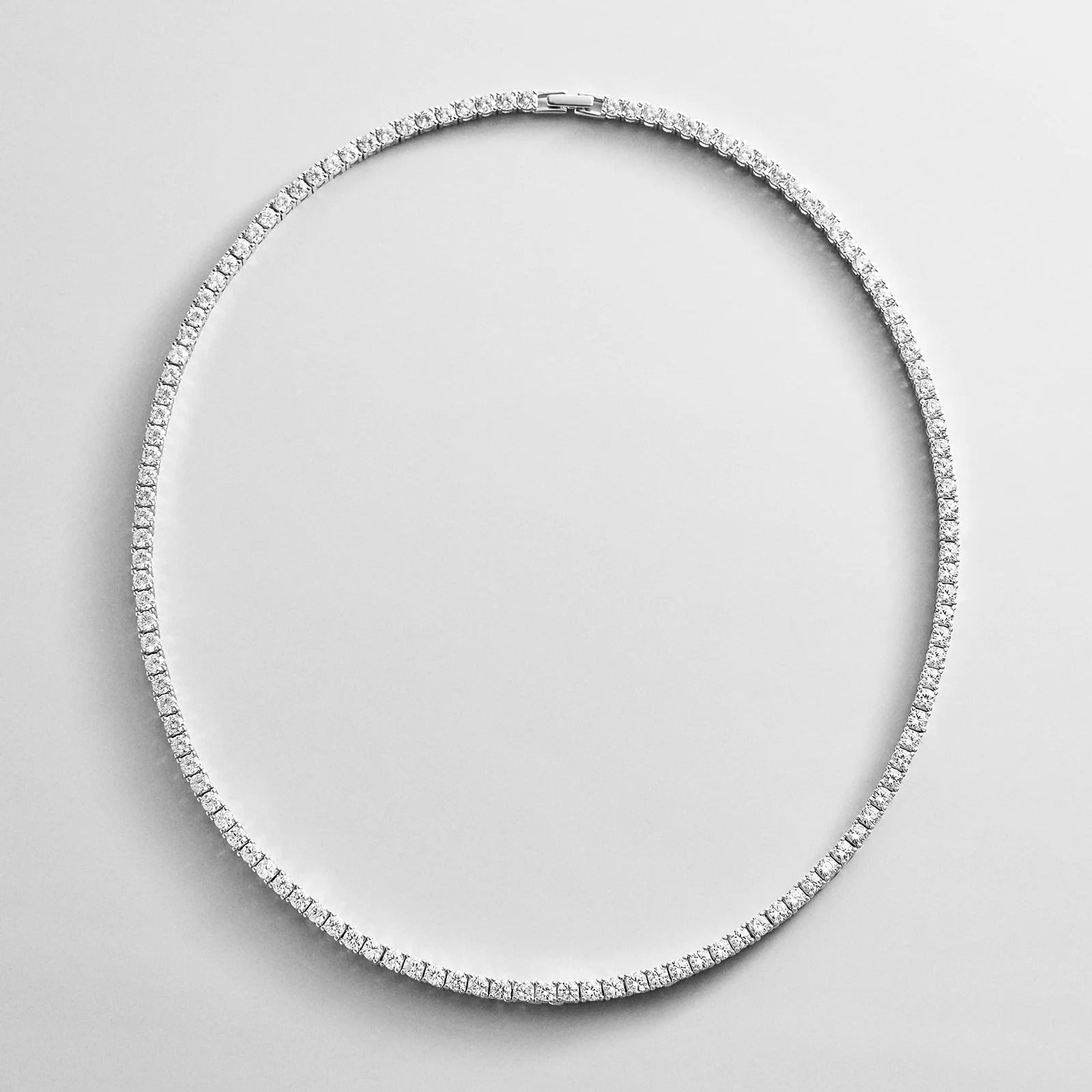 Billie Silver Tennis Necklace - Rhodium Plated Silver
