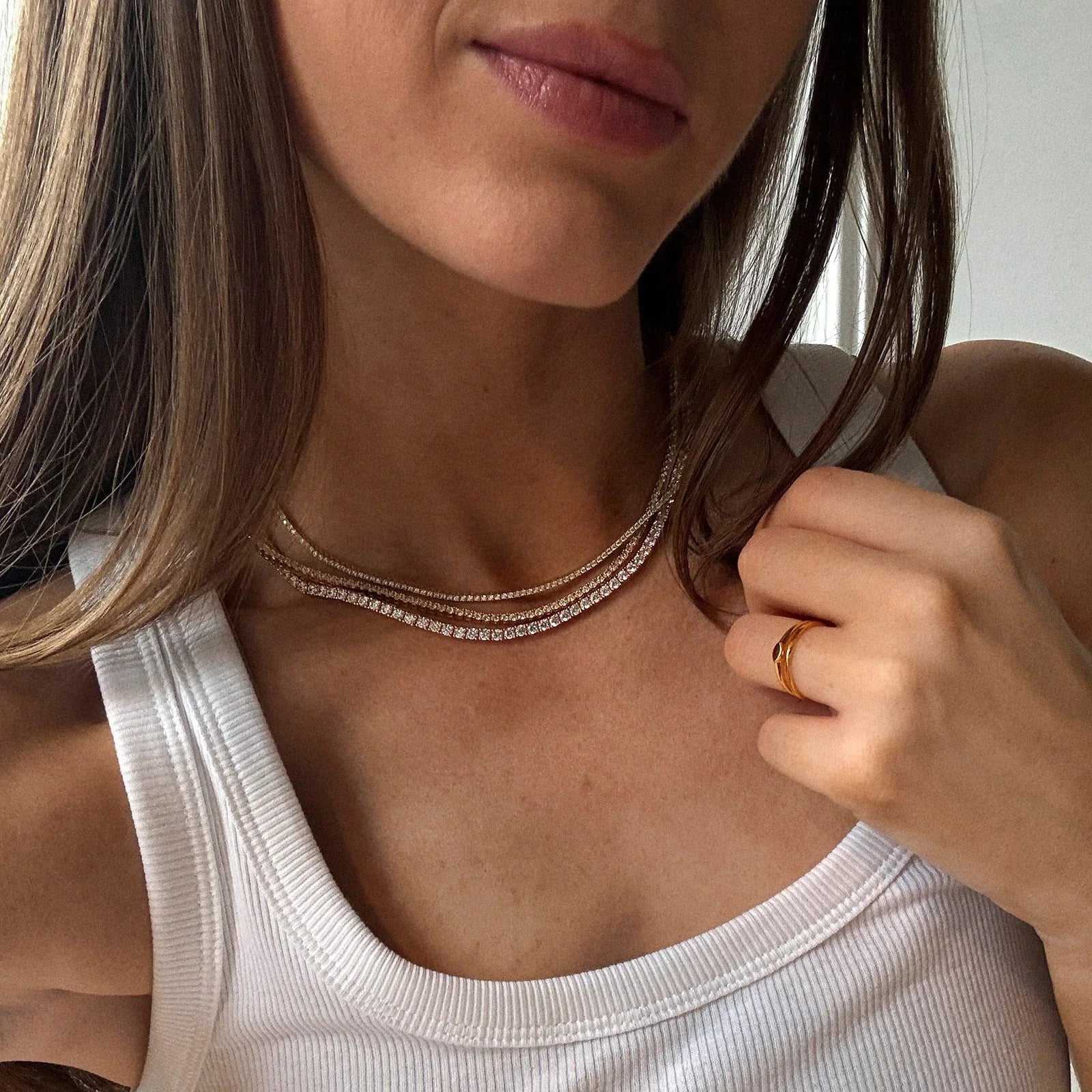Billie 18K Gold Tennis Necklace - 18K Gold Plated Sterling Silver