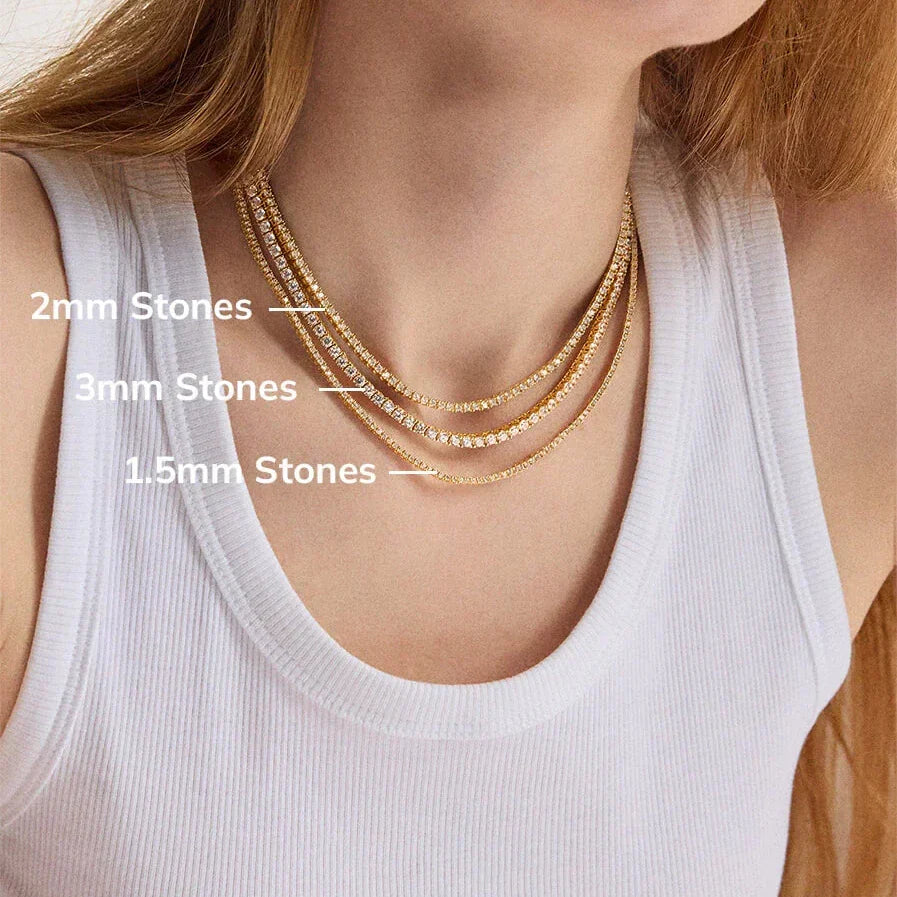 Billie 18K Gold Tennis Necklace - 18K Gold Plated Sterling Silver