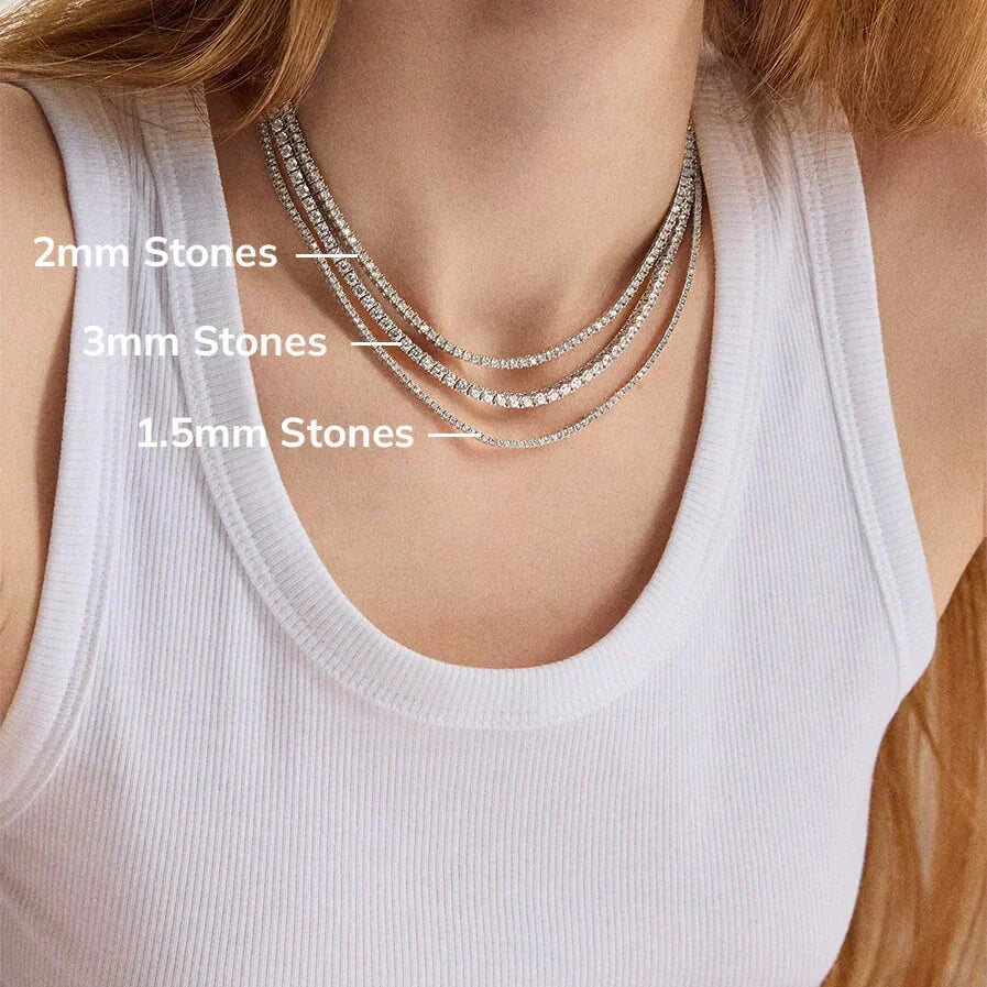 Billie Sterling Silver Tennis Necklace - Sterling Silver