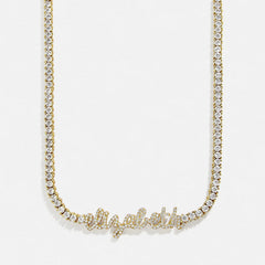 Billie 14K Gold Tennis Custom Nameplate Necklace - Mini Script