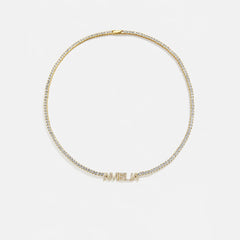 Billie 14K Gold Tennis Custom Nameplate Necklace - Block