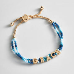 Bead Mine Kids' Custom Name Bracelet - Blue Multi