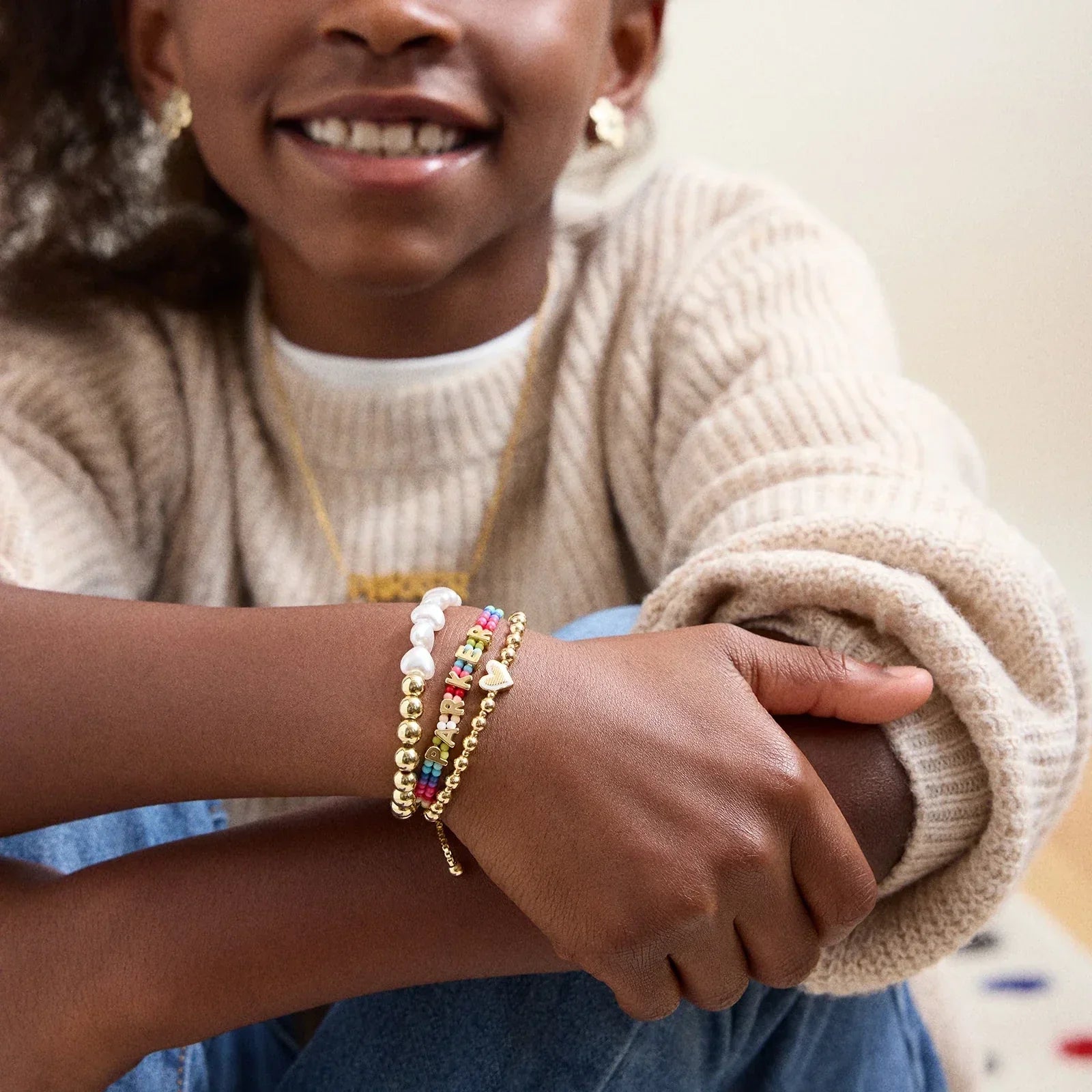 Bead Mine Kids' Custom Name Bracelet - Multi