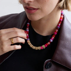 Block Letter Beaded Custom Necklace - Pink Multi