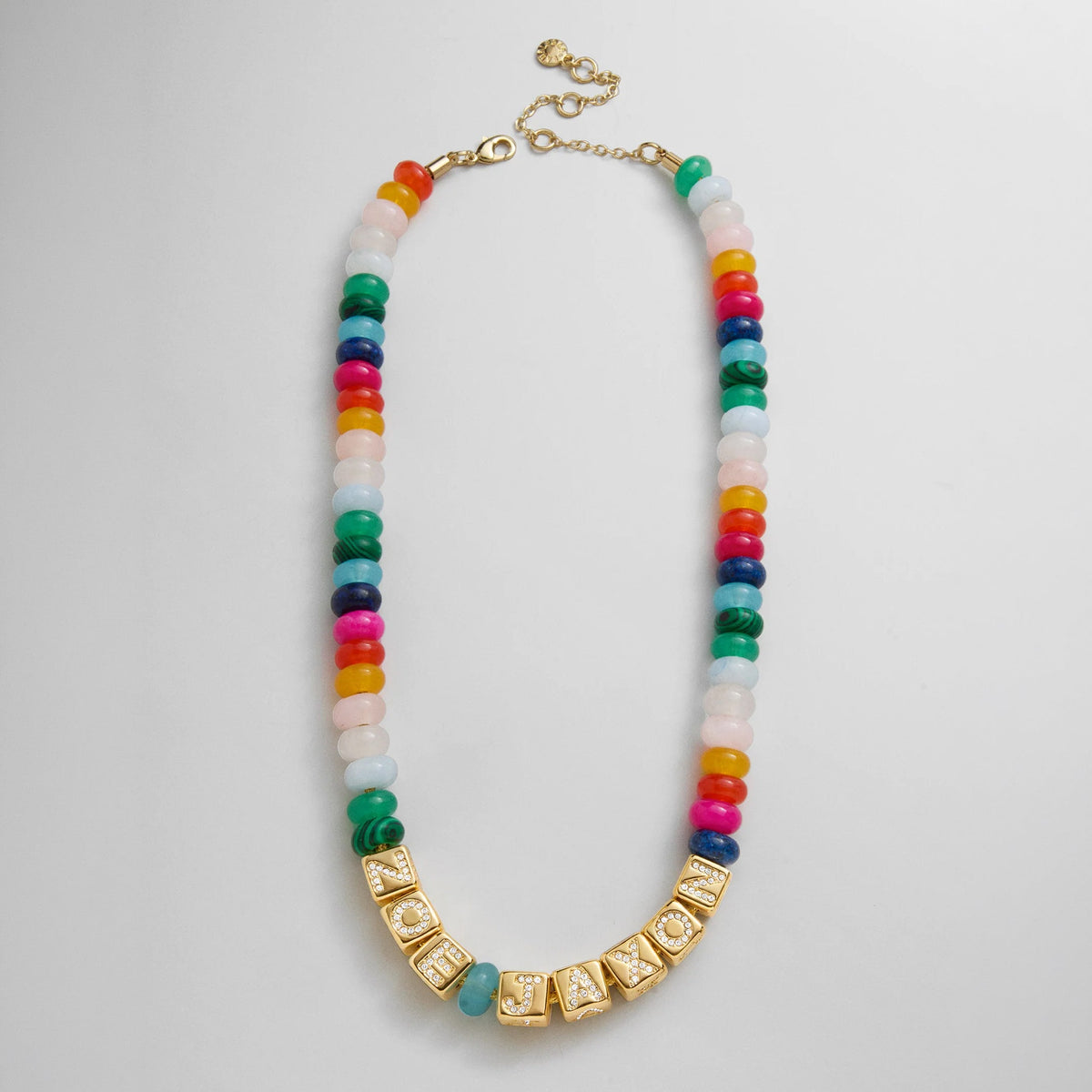 Block Letter Beaded Custom Necklace - Multi