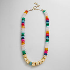 Block Letter Beaded Custom Necklace - Multi