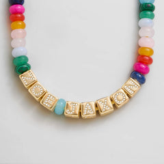 Block Letter Beaded Custom Necklace - Multi