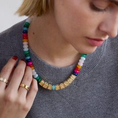 Block Letter Beaded Custom Necklace - Multi
