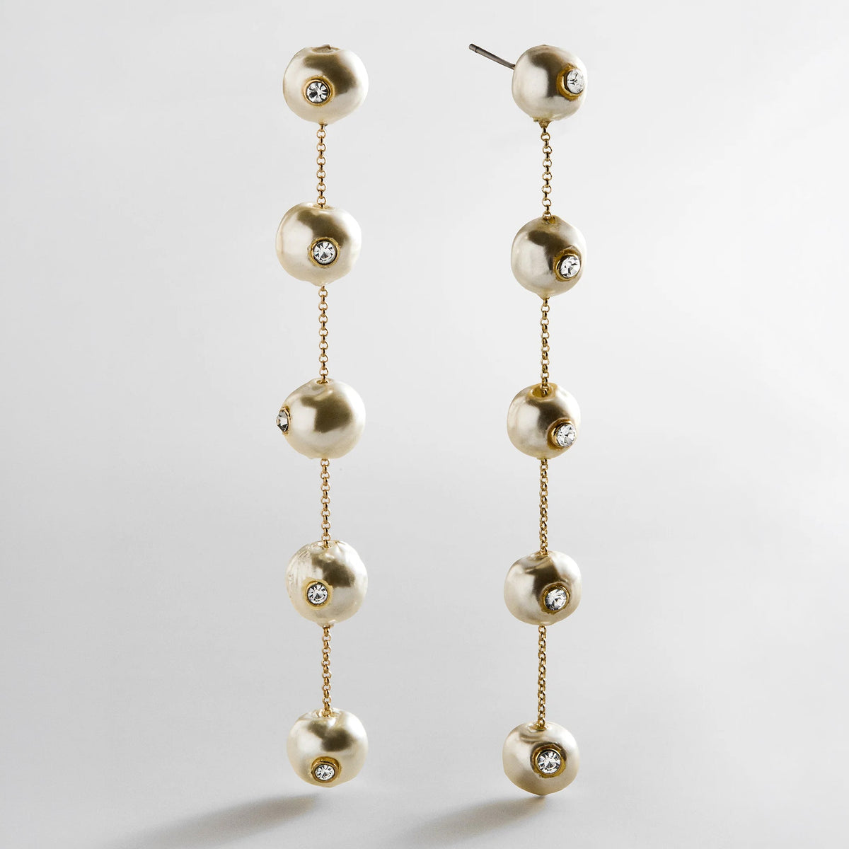 Blair Pearl & Crystal Earrings - Gold/Pearl