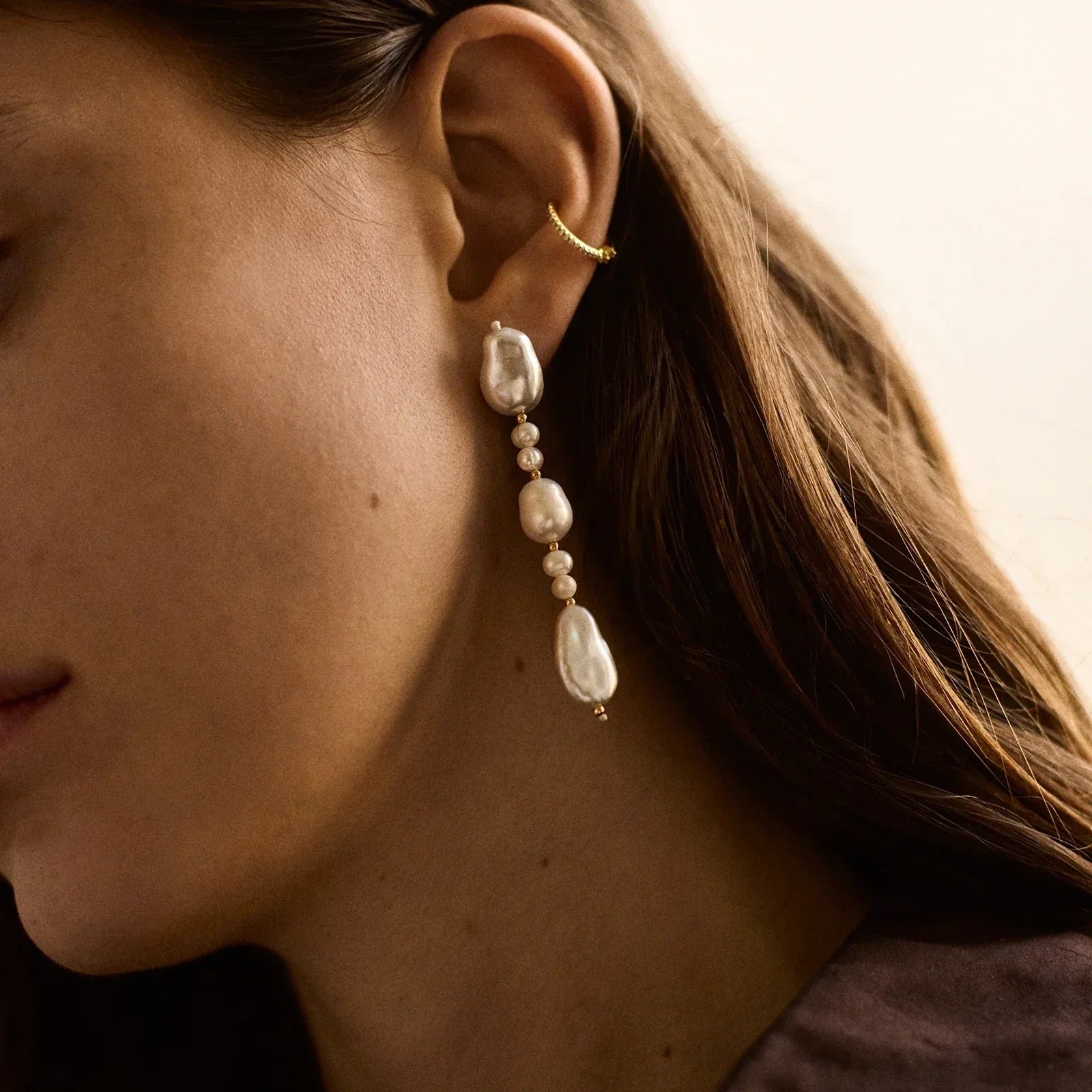 Beatrice Baroque Pearl Earrings - Pearl