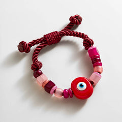 Bright Eyed Beaded Bracelet - Red