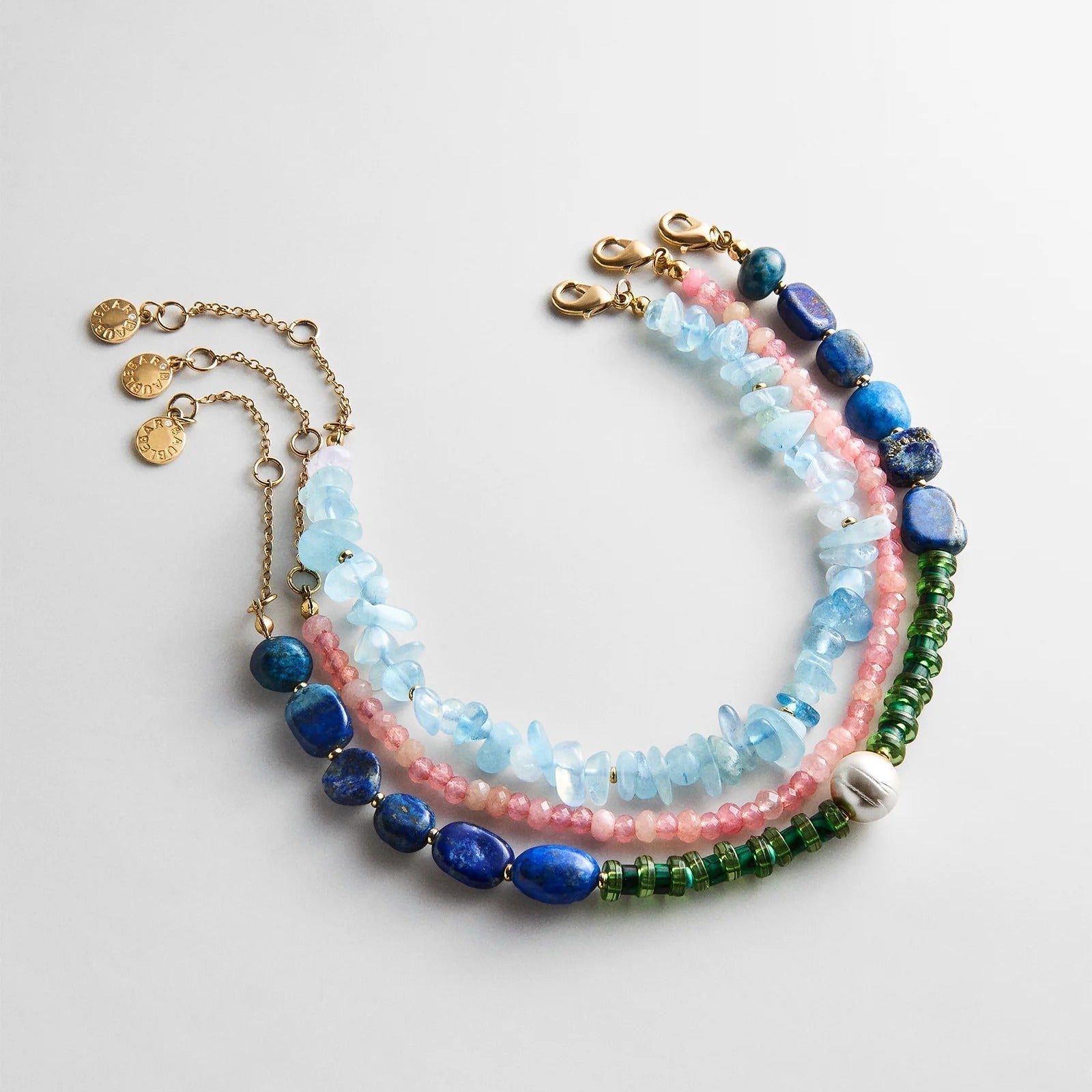 Brooke Semi-Precious Waterproof Anklet Set - Muted Multi