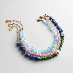 Brooke Semi-Precious Waterproof Anklet Set - Muted Multi