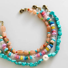 Brooke Semi-Precious Waterproof Anklet Set - Bright Multi