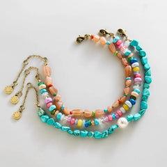 Brooke Semi-Precious Waterproof Anklet Set - Bright Multi