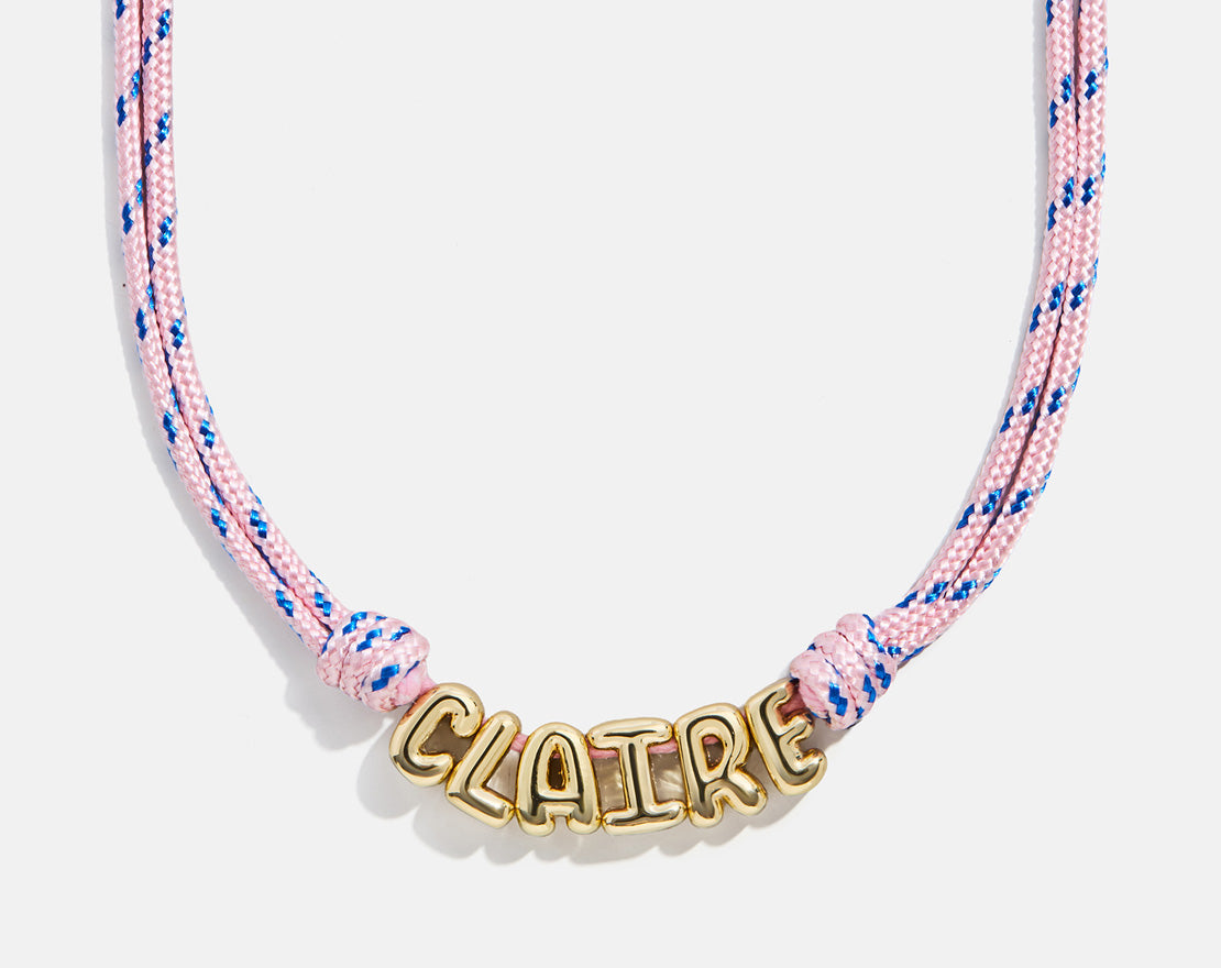 Bubble Letter Custom Paracord Necklace - Soft Pink