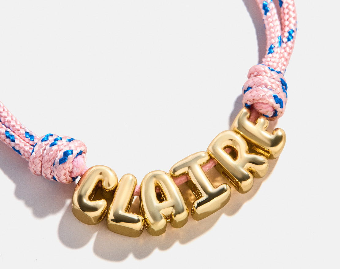 Bubble Letter Custom Paracord Necklace - Soft Pink