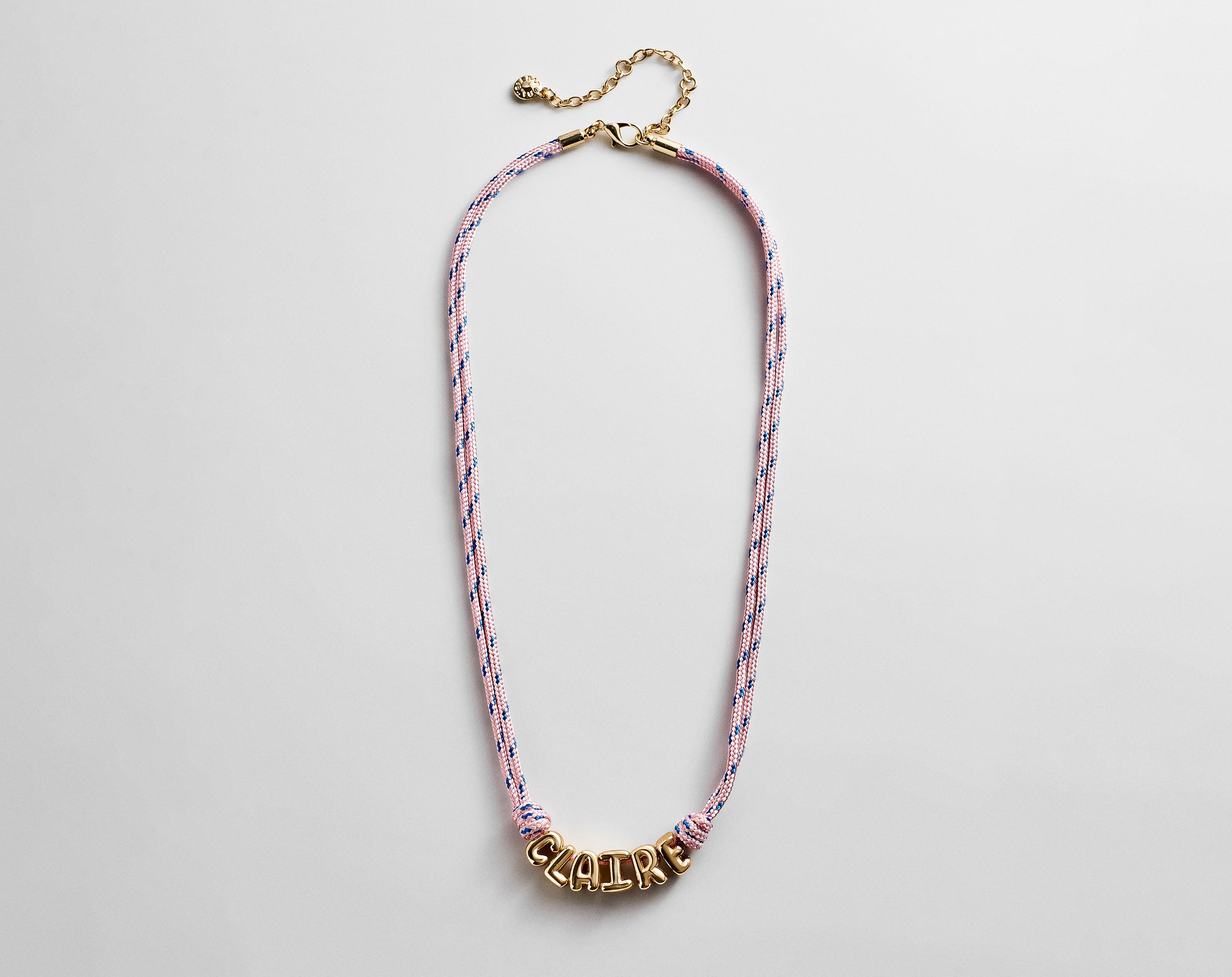Bubble Letter Custom Paracord Necklace - Soft Pink