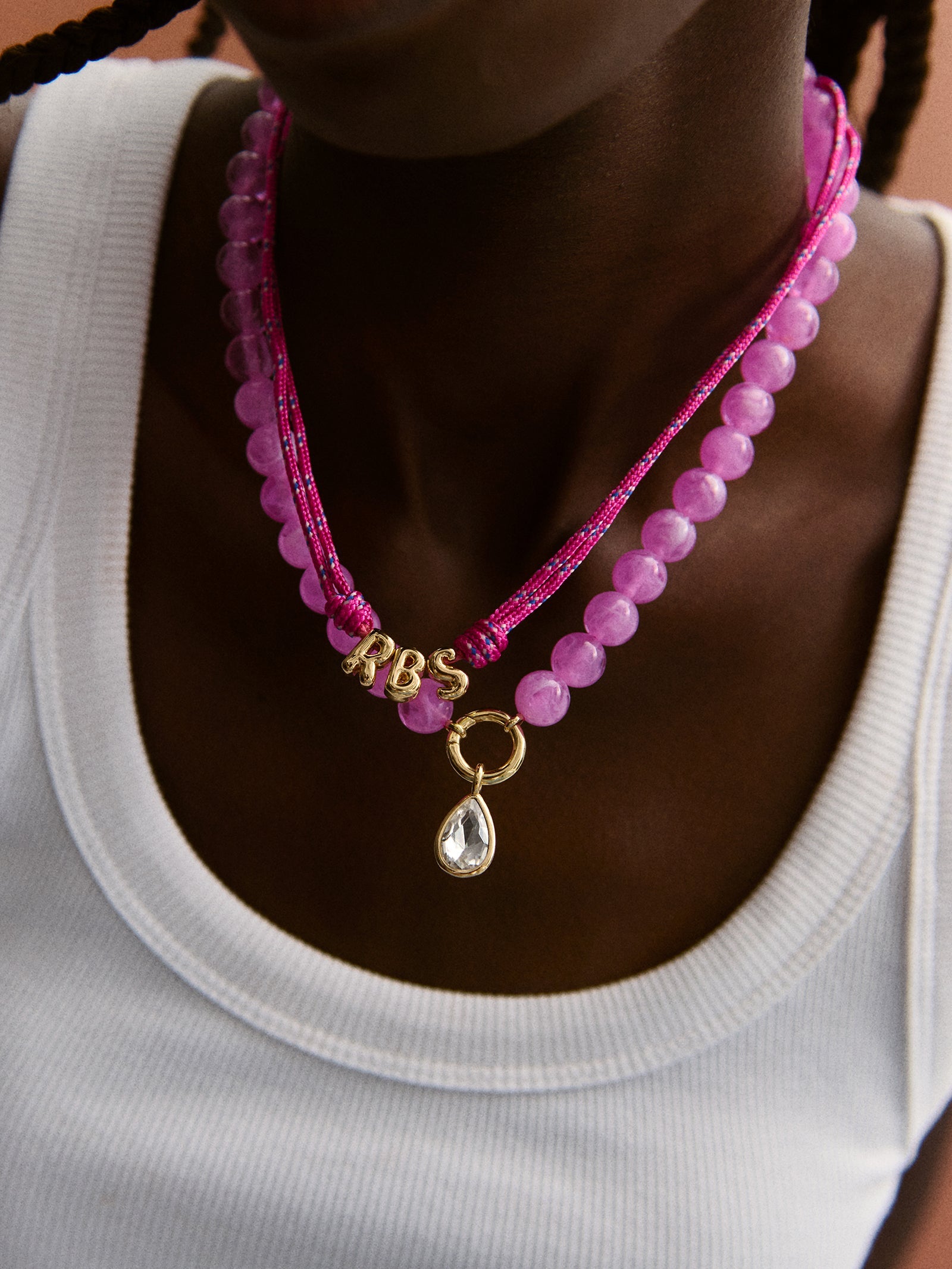 Bubble Letter Custom Paracord Necklace - Hot Pink