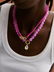 Bubble Letter Custom Paracord Necklace - Hot Pink