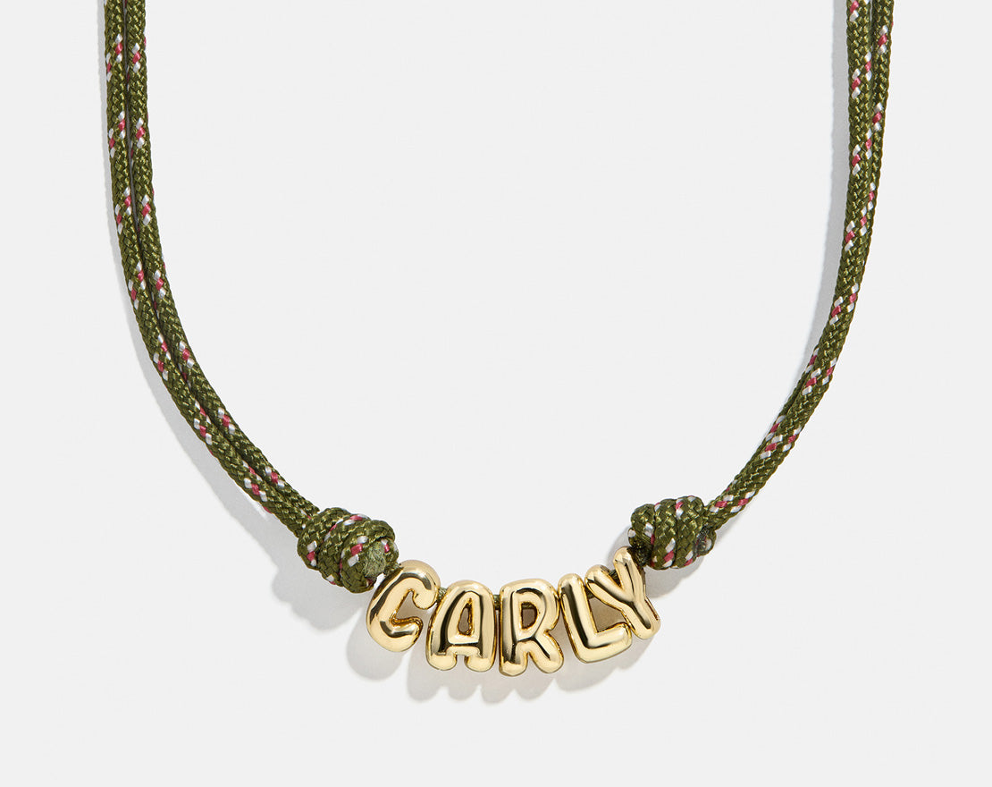 Bubble Letter Custom Paracord Necklace - Dark Green