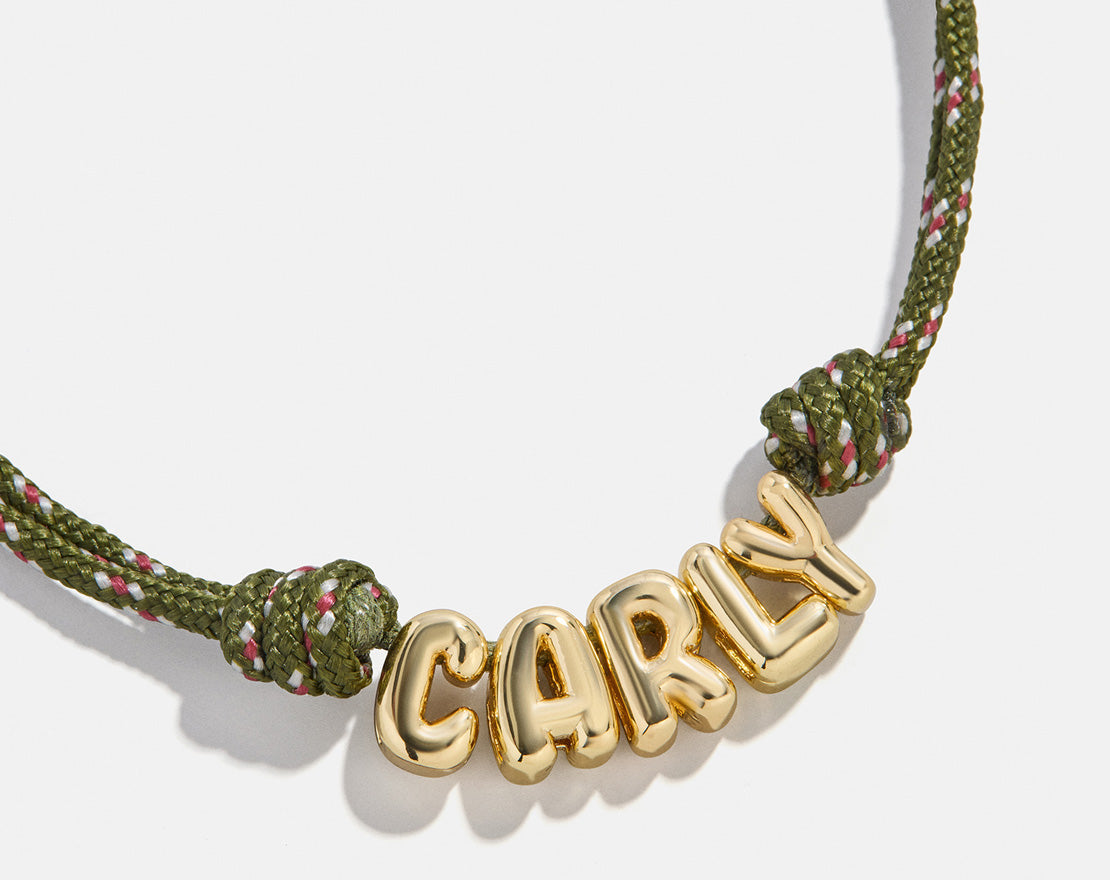 Bubble Letter Custom Paracord Necklace - Dark Green