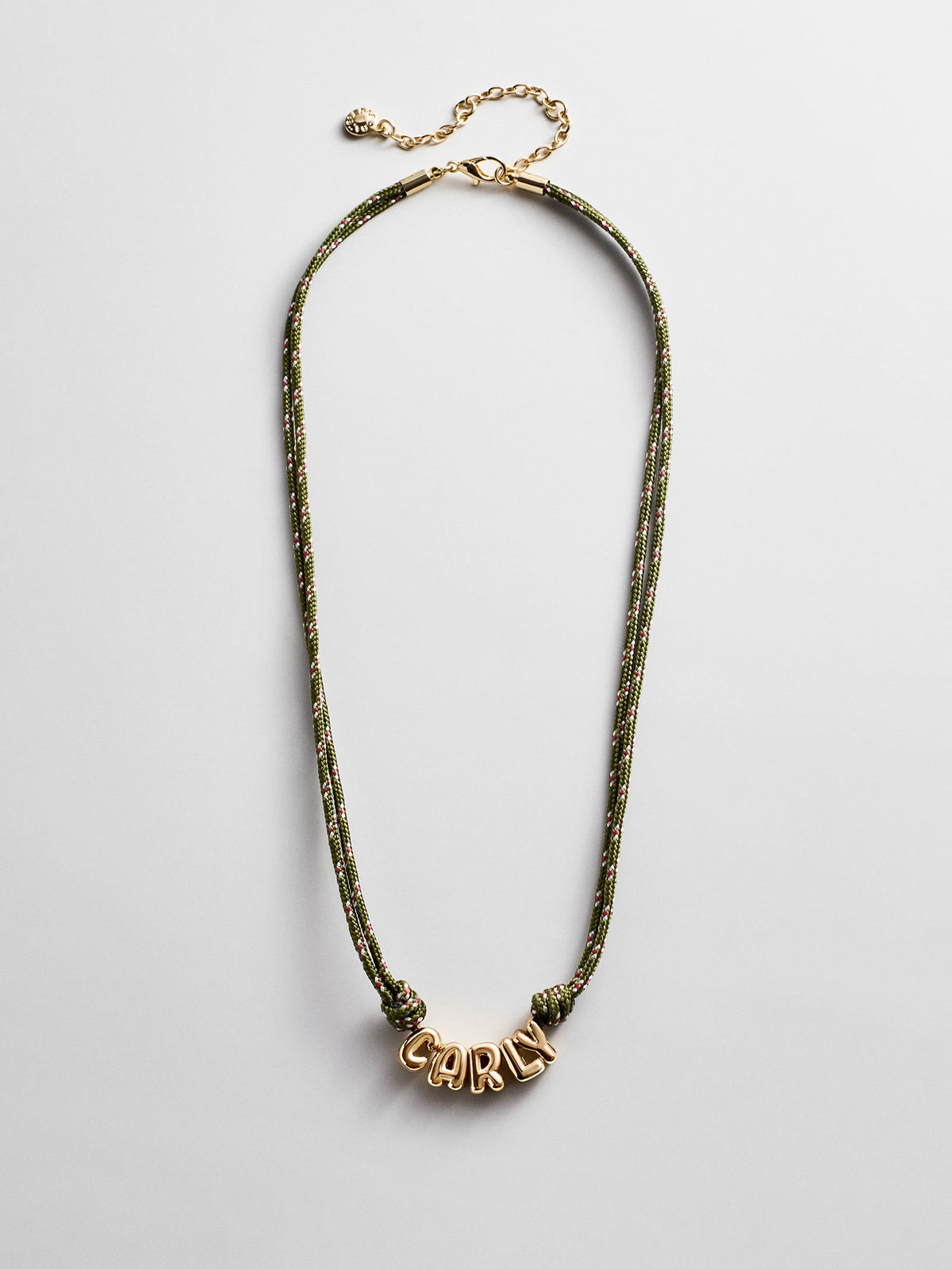 Bubble Letter Custom Paracord Necklace - Dark Green