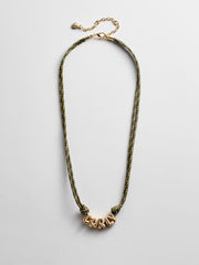 Bubble Letter Custom Paracord Necklace - Dark Green