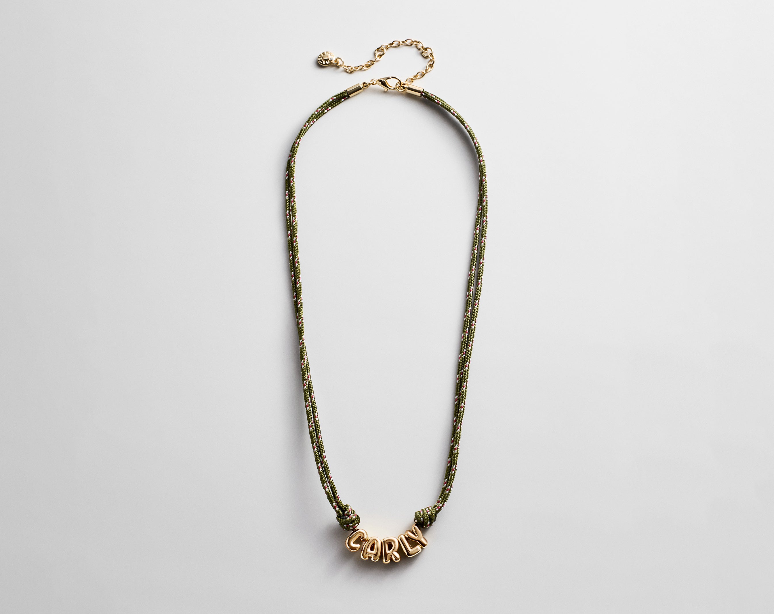 Bubble Letter Custom Paracord Necklace - Dark Green