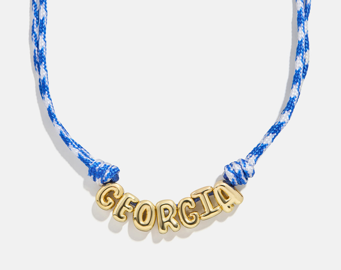 Bubble Letter Custom Paracord Necklace - Blue/White