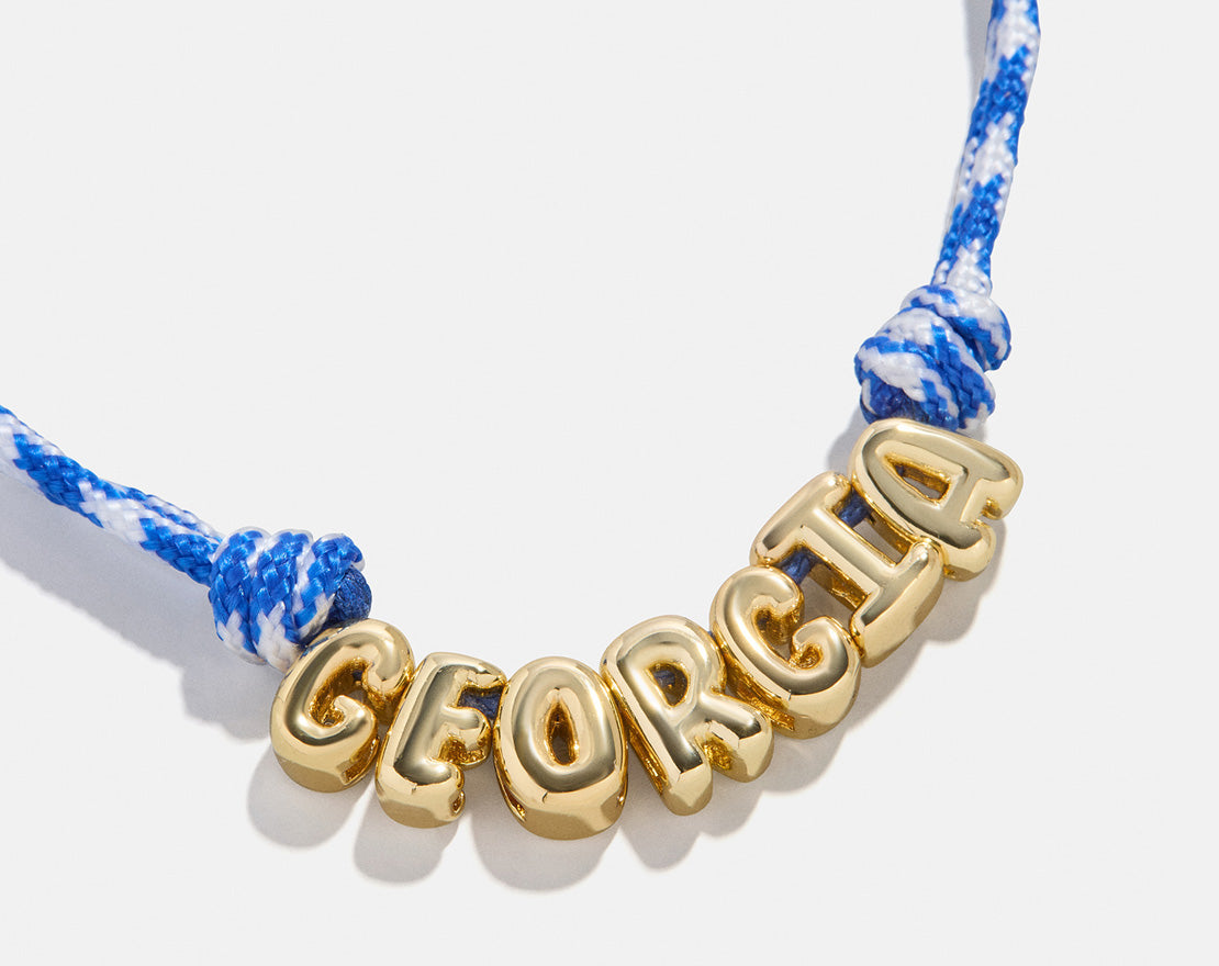 Bubble Letter Custom Paracord Necklace - Blue/White