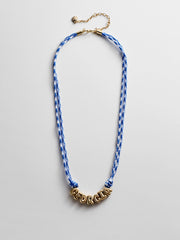 Bubble Letter Custom Paracord Necklace - Blue/White