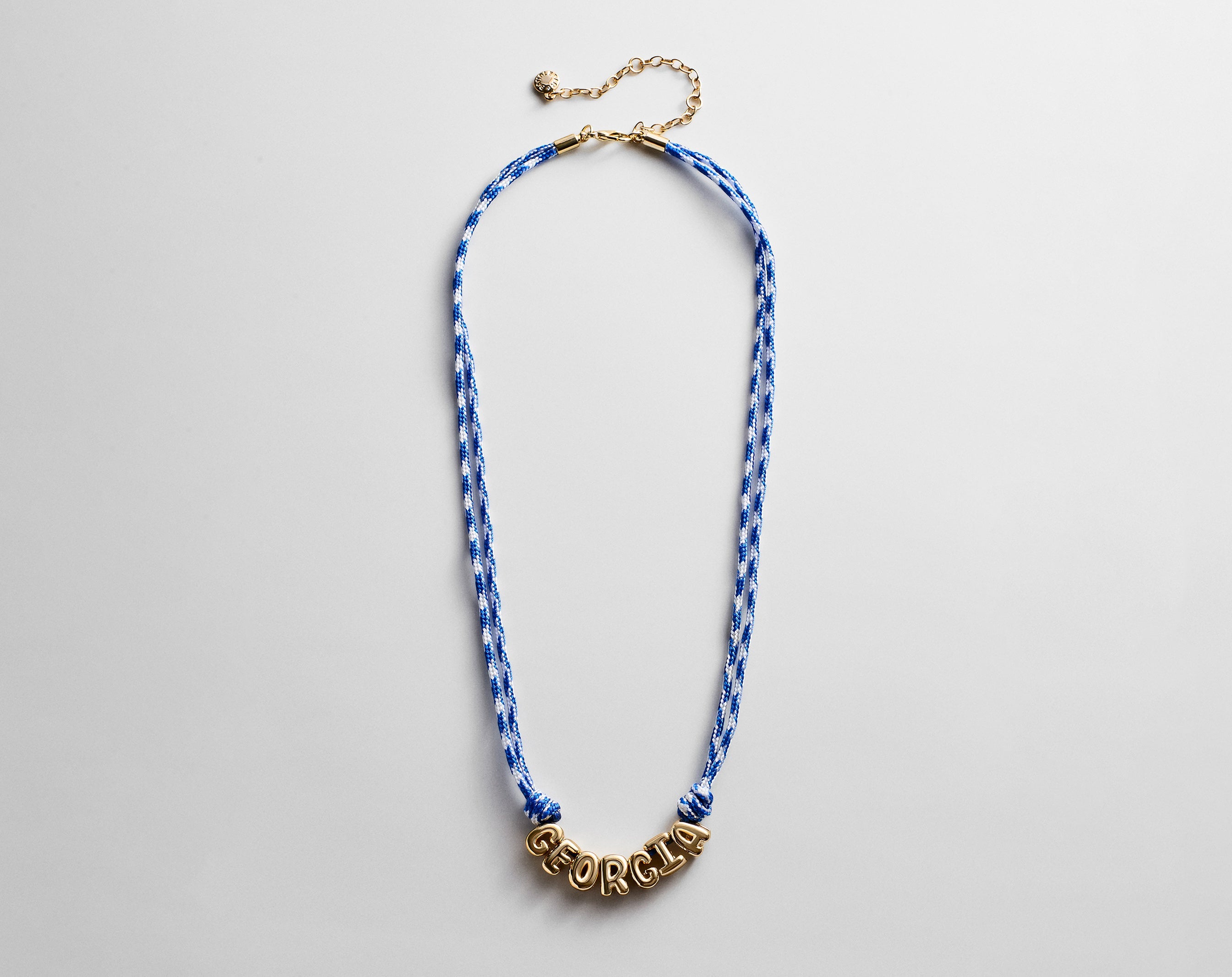 Bubble Letter Custom Paracord Necklace - Blue/White