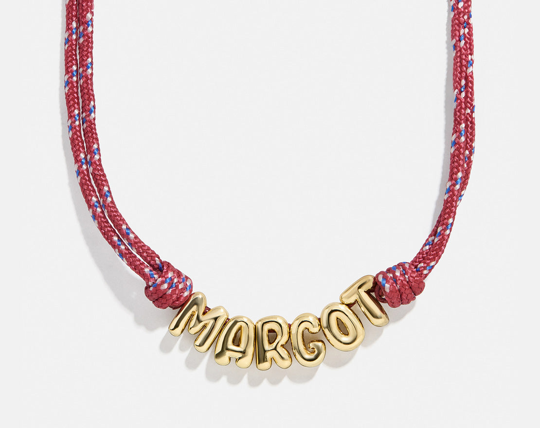 Bubble Letter Custom Paracord Necklace - Red