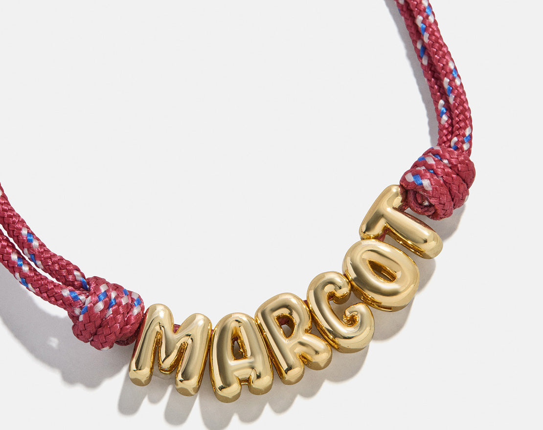 Bubble Letter Custom Paracord Necklace - Red
