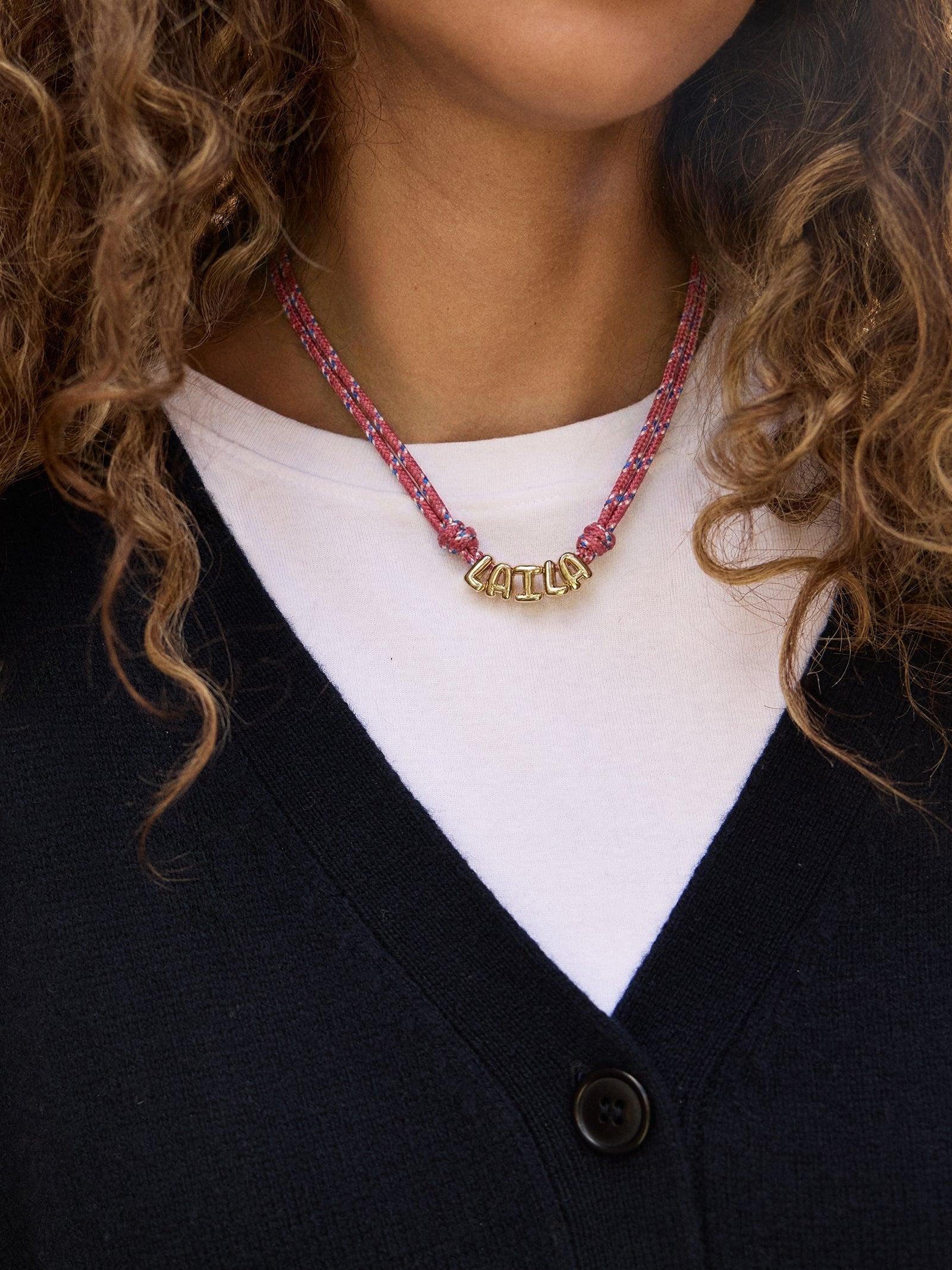 Bubble Letter Custom Paracord Necklace - Red
