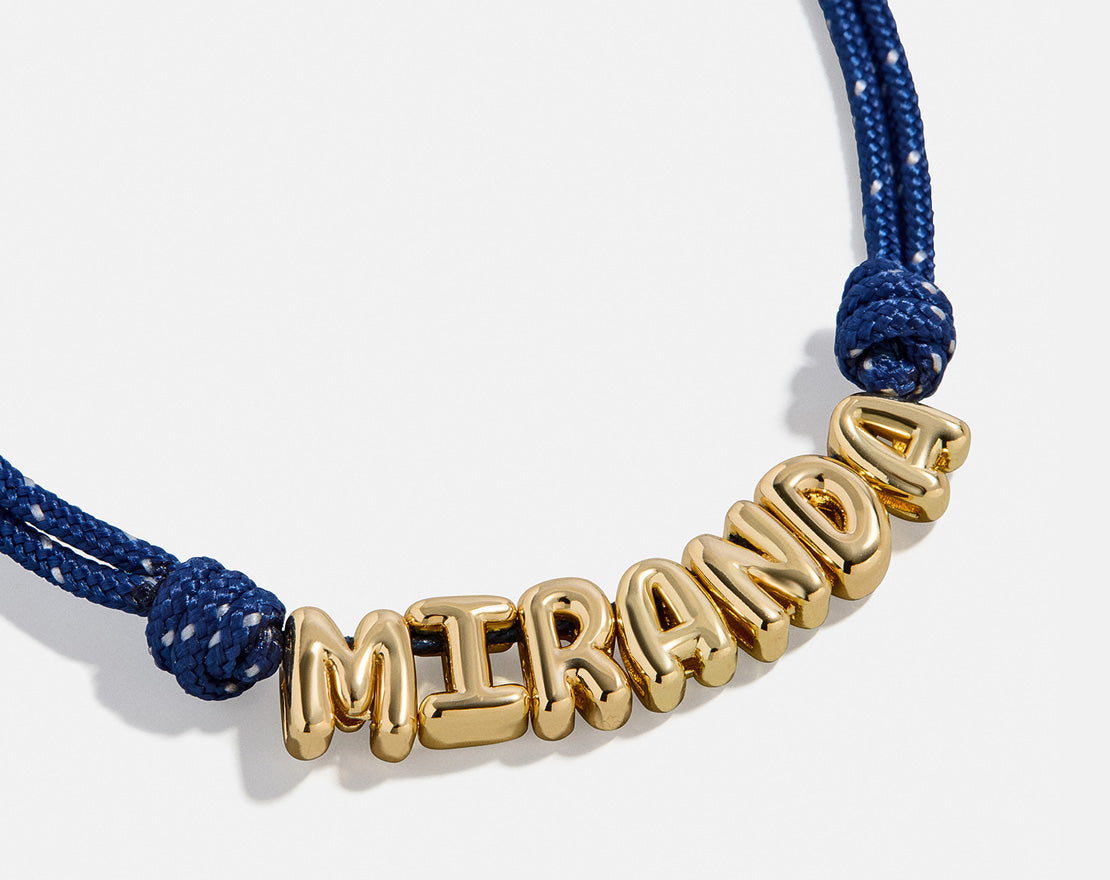 Bubble Letter Custom Paracord Necklace - Navy/White