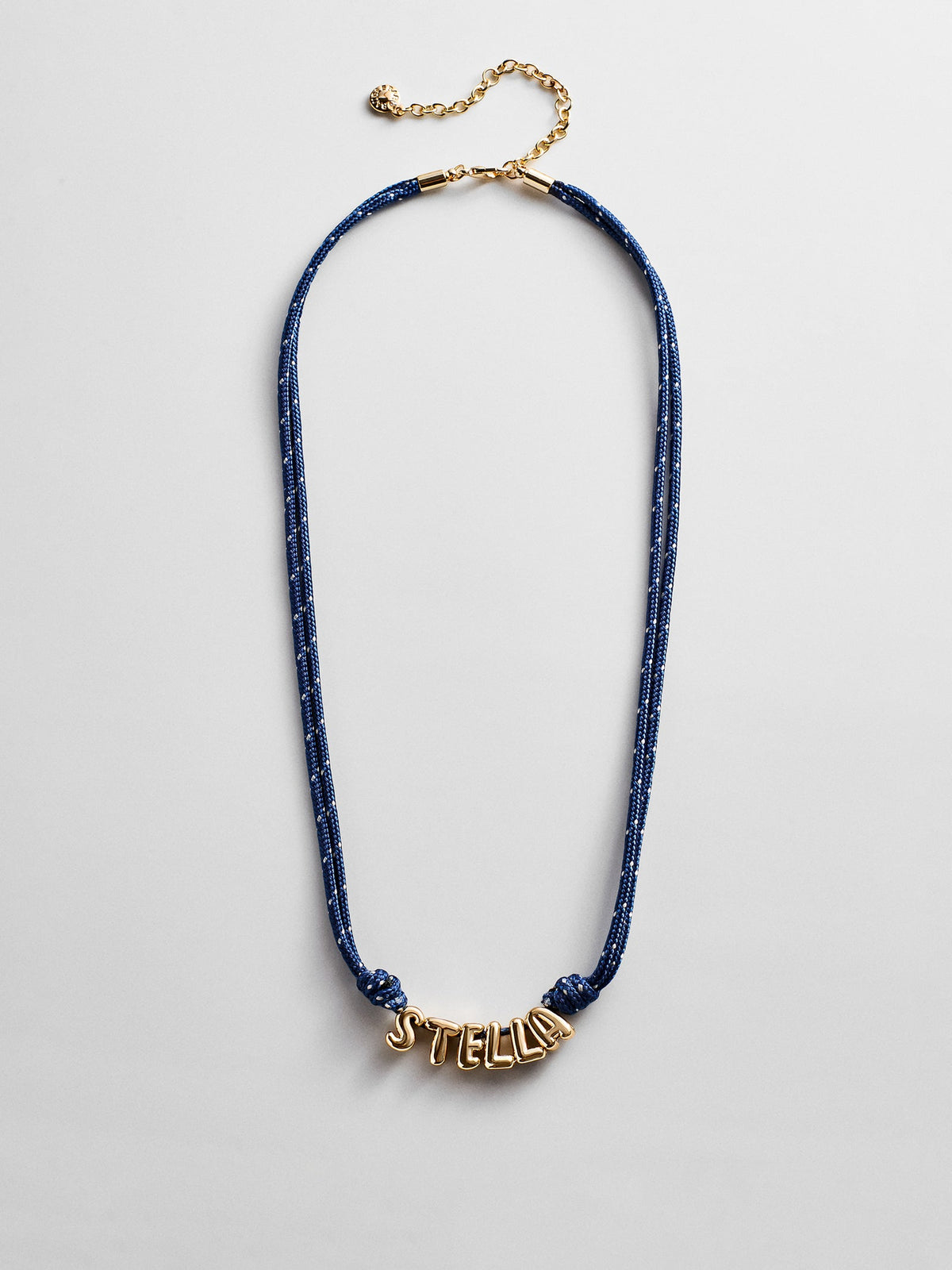 Bubble Letter Custom Paracord Necklace - Navy/White