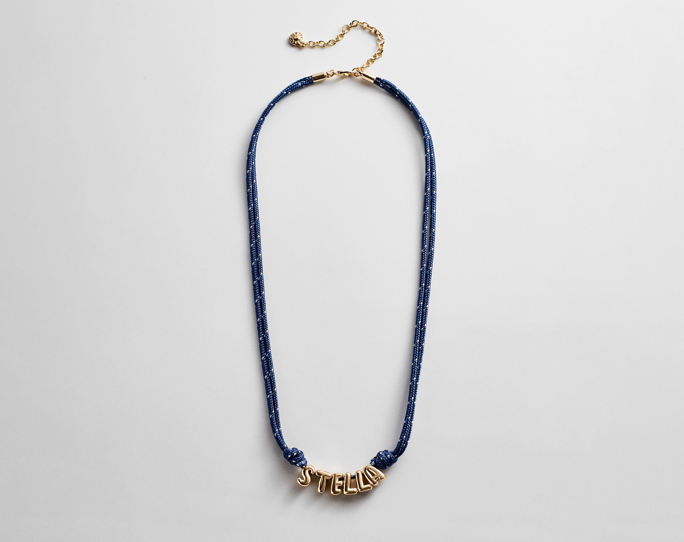 Bubble Letter Custom Paracord Necklace - Navy/White