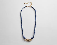 Bubble Letter Custom Paracord Necklace - Navy/White