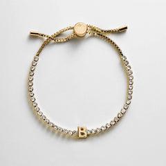 Block Letter Tennis Bracelet - Initial Tennis Bracelet