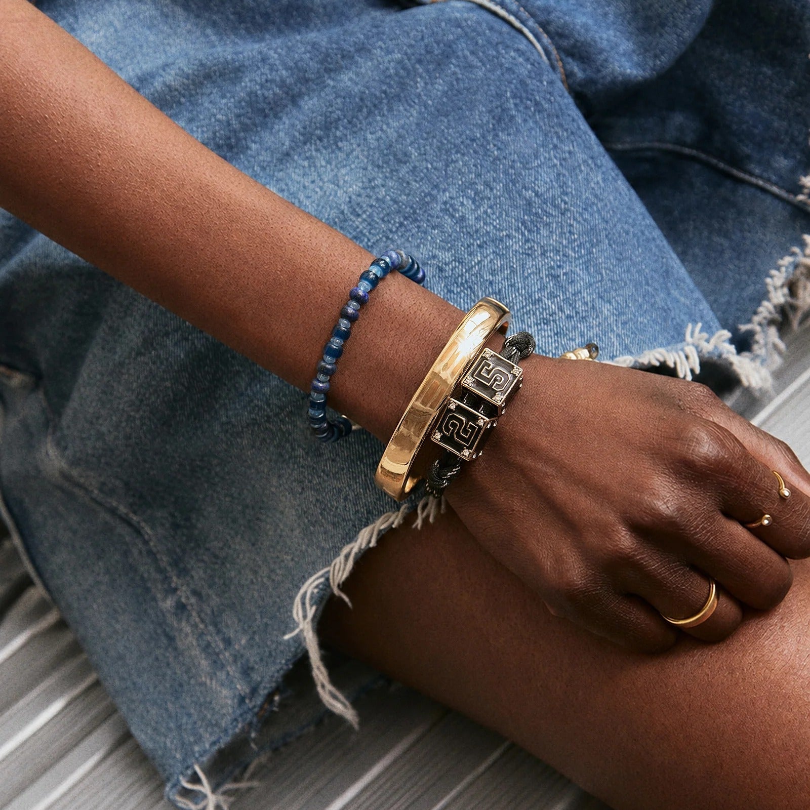 Block Party Varsity Number Custom Bracelet - Onyx Single Digit