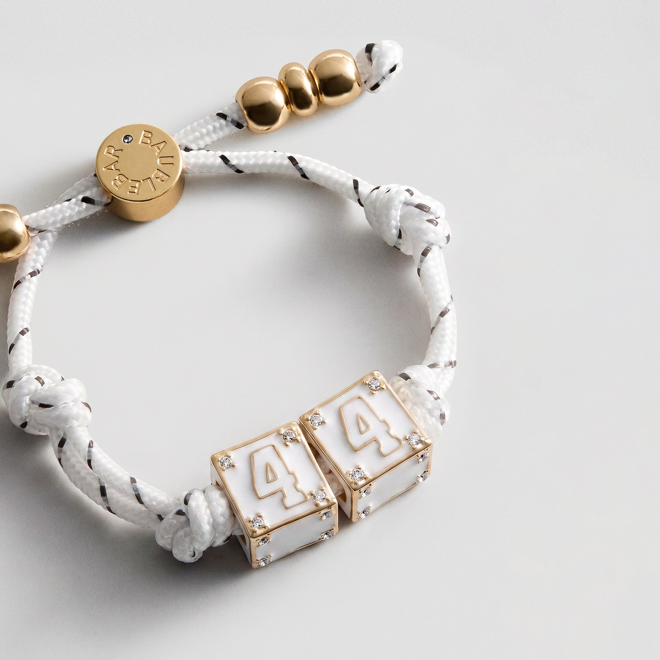 Block Party Varsity Number Custom Bracelet - White Double Digit