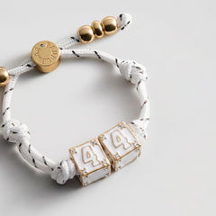 Block Party Varsity Number Custom Bracelet - White Double Digit