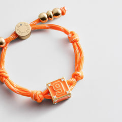 Block Party Varsity Number Custom Bracelet - Tangerine Single Digit