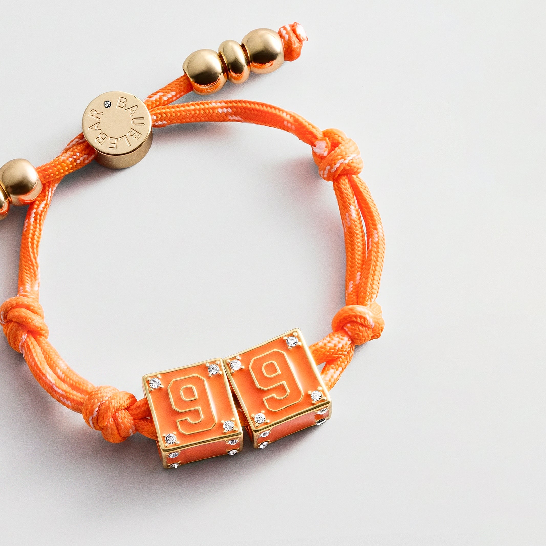 Block Party Varsity Number Custom Bracelet - Tangerine Double Digit
