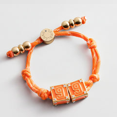 Block Party Varsity Number Custom Bracelet - Tangerine Double Digit