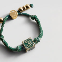 Block Party Varsity Number Custom Bracelet - Dark Green Single Digit